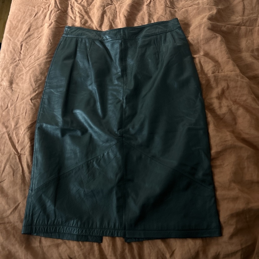 Vintage leather midi pencil skirt
